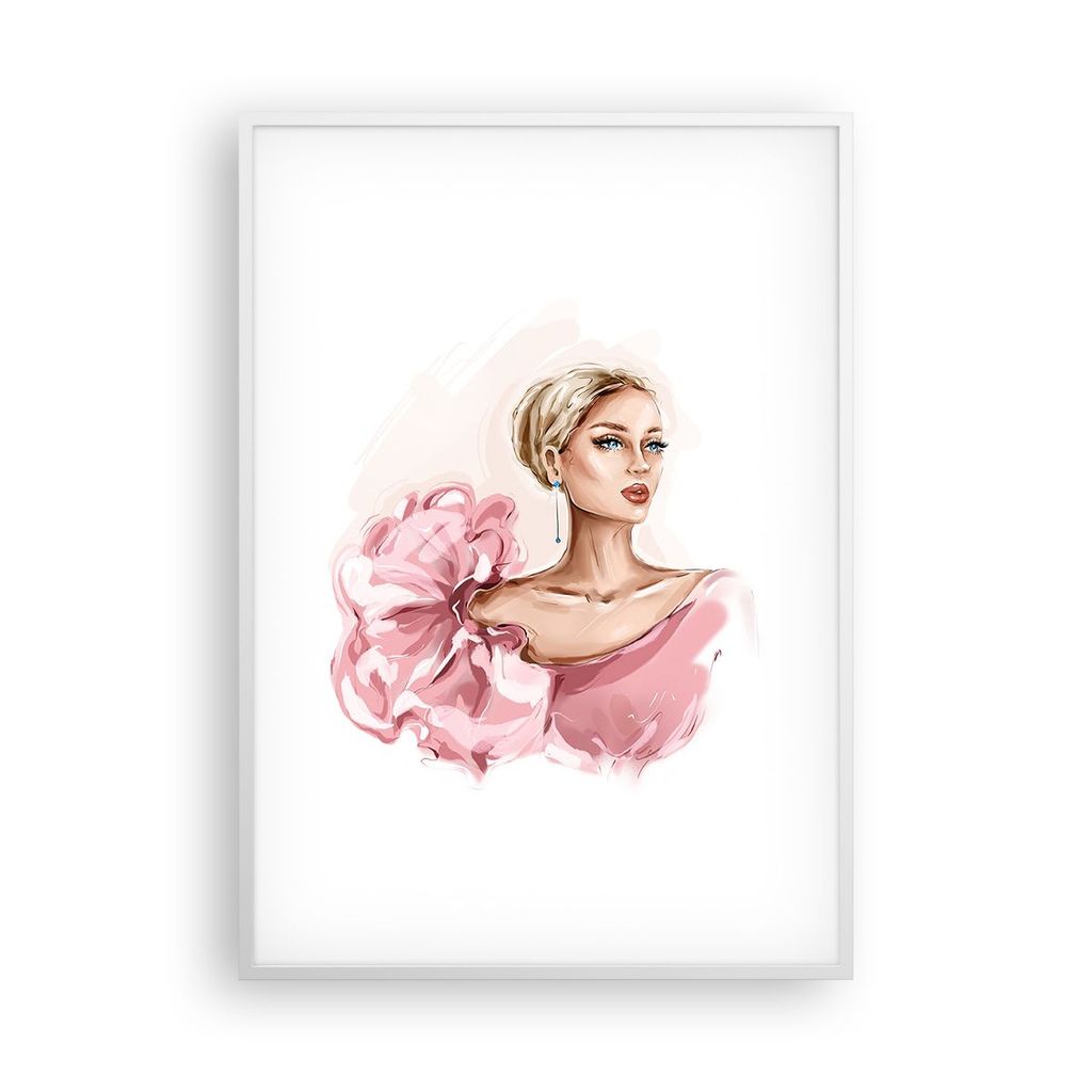 Gerahmtes Poster - Weißer Rahmen - Frau Künstlerin Mode - 70x100 cm - Wand Bild - Wanddeko - Wandbilder - Kunstposter - Wandposter - Bilderrahmen...
