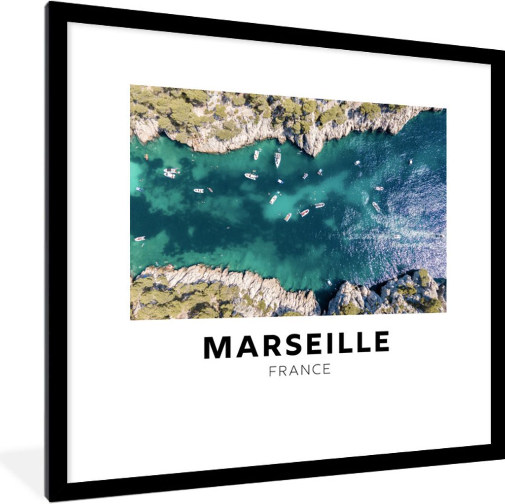 MuchoWow Gerahmtes Poster Frankreich - Marseille - Wasser 40x40 cm - Poster mit Schwarzem Bilderrahmen Wandposter Rahmen Foto Bilder - Poster - P...