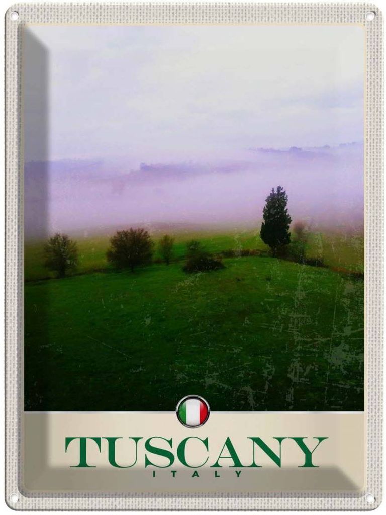 vianmo Blechschild 40x30 cm Toskana Italien Urlaub Berge Wiese Natur Bildmotiv Reisemotiv Abenteuer Reisen Europa