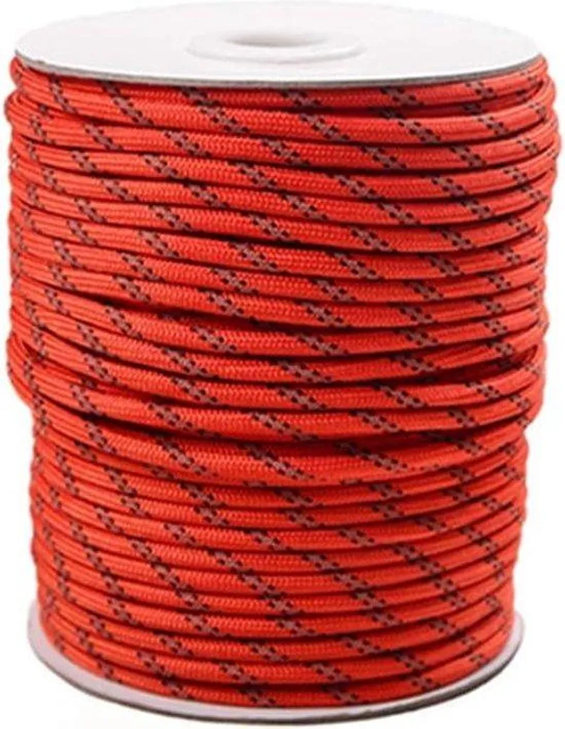 Corde Paracord 4mm en nylon rouge de 30 mètres pour camping et survie