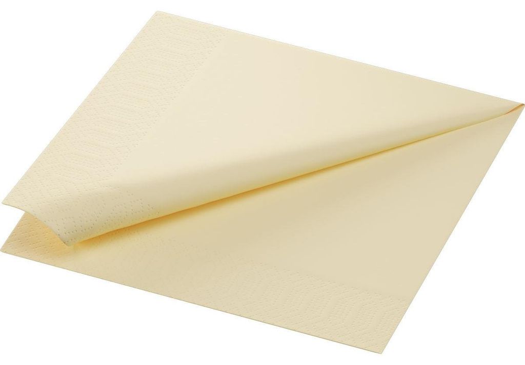 1000 Duni Servietten, cream, 3-lag., 40x40 cm, 1/4 Falz, 213455