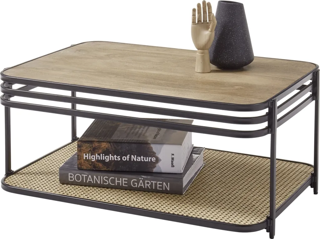 Table basse rectangulaire bois et métal pour salon bohème chic Bomi