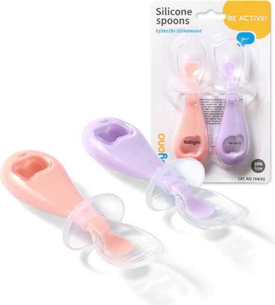 Babyono Baby Pfirsich-Lavendel Halsband Teelöffel 2 Stk. 6m+