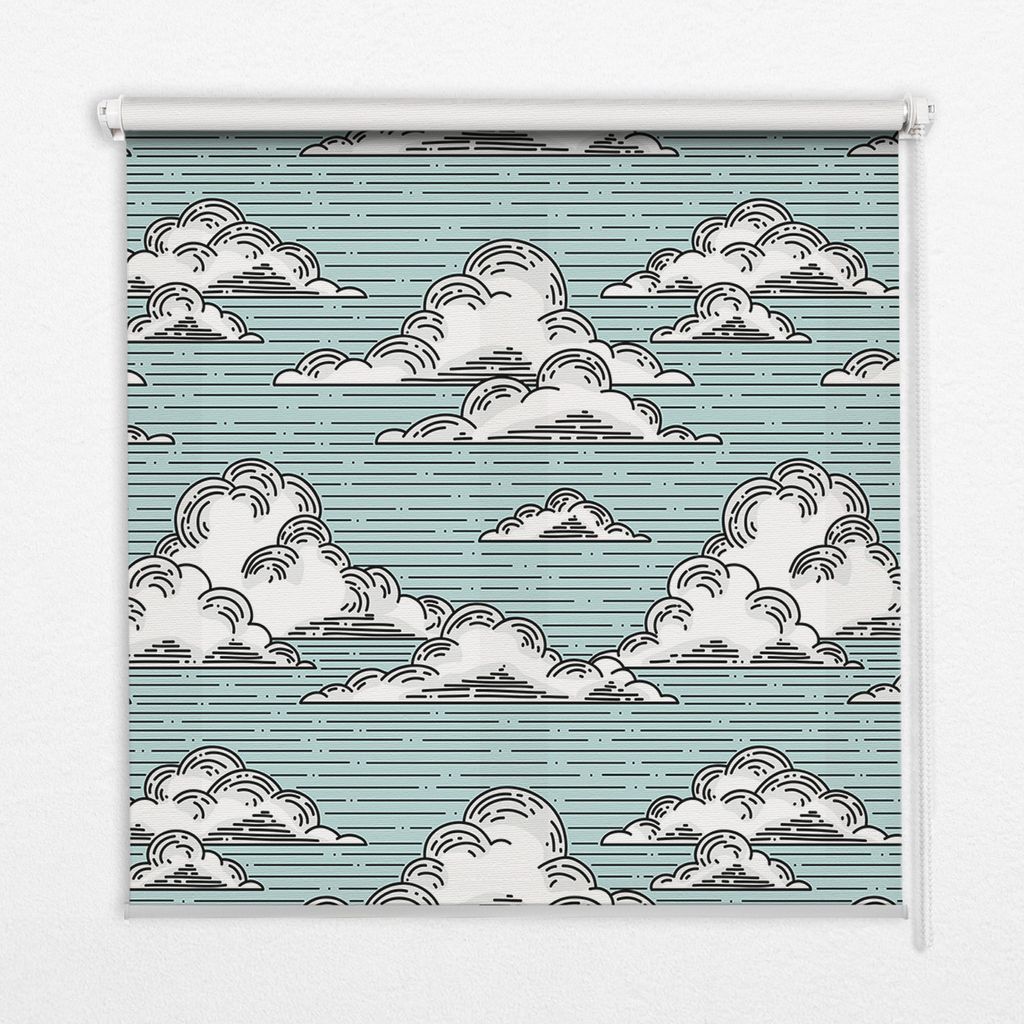 Seitenzug-Rollo Fensterrollo Jalousie - Lichtdurchlässig Springrollos - 60x180 cm - Wolken