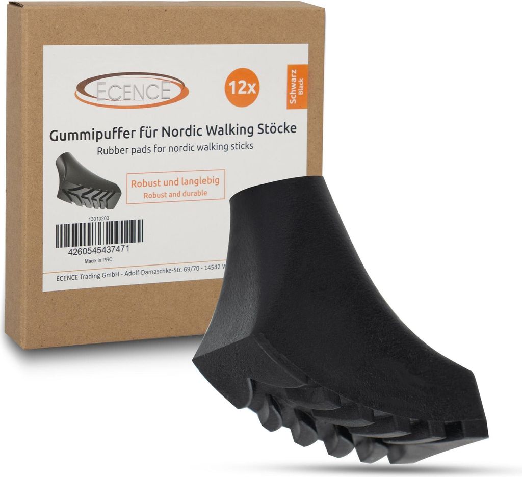 ECENCE 12x Nordic Walking Stöcke Gummipuffer, Aufsätze Trekkingstöcke, Nordic Walking Pads, Aufs