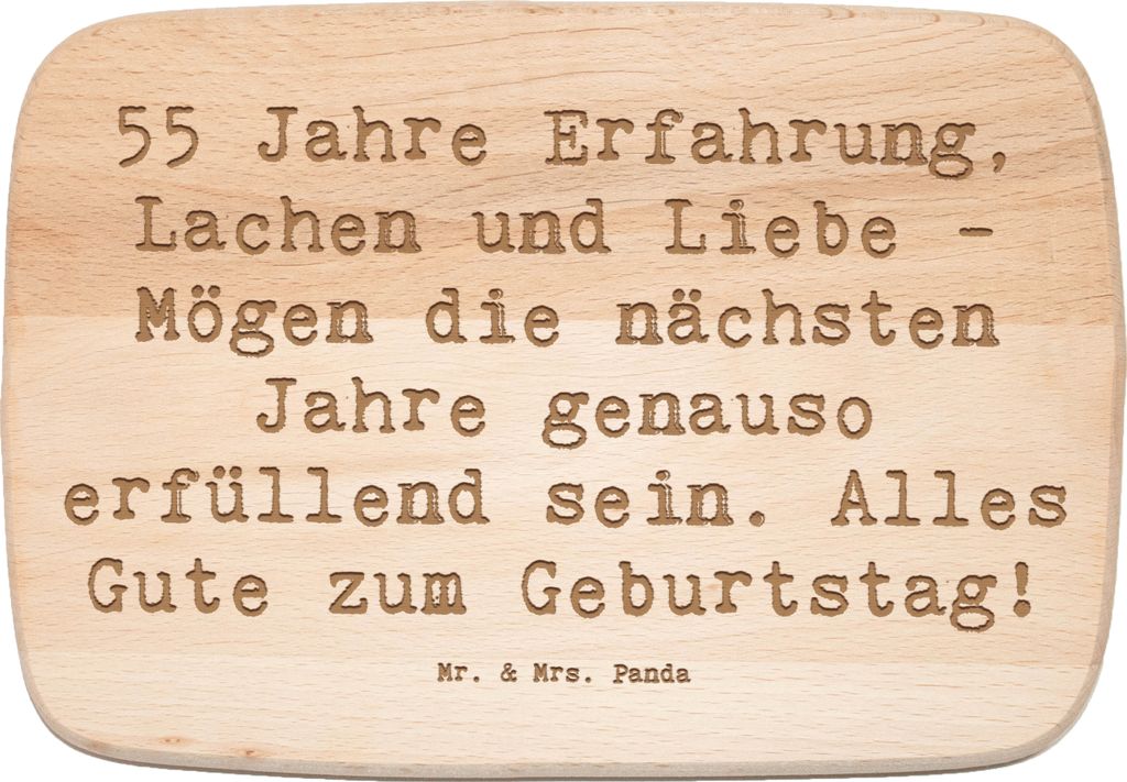 Mr. & Mrs. Panda Schneidebrett Holz Spruch 55. Geburtstag Erfüllung - Transparent - Geschenk, schneidbrett, fünfzigster, erfülltes Leben, Holzbr...