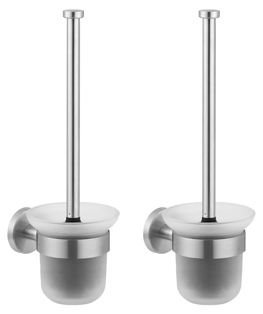 Brosse WC murale anti-rouille en inox et verre pour toilettes toujours propres