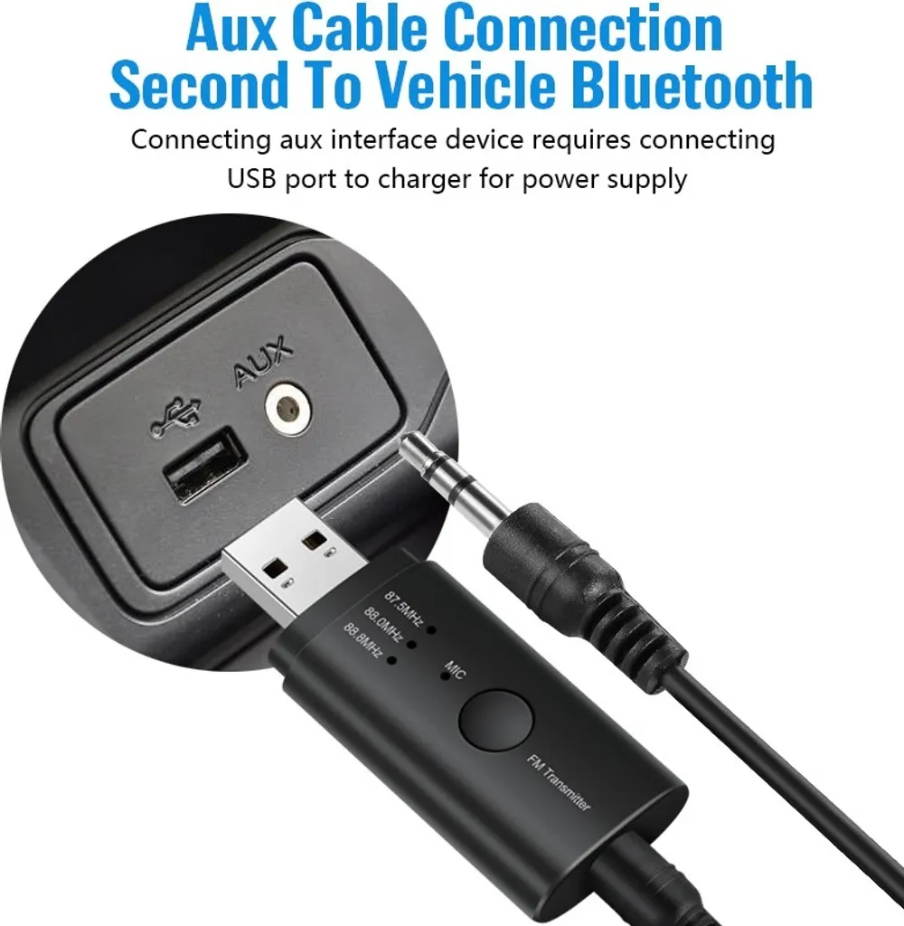 Trasmettore FM Bluetooth 5.0 Presa 12V Adattatore di alimentazione splter per accendisigari Caricatore per auto doppio USB 4.8A con display di tensione  34