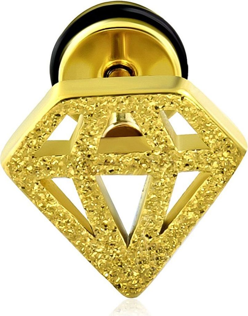 Fake Plug Edelstahl Diamant Fakeplug Ohr Piercing Ohrstecker Damen Herren Autiga gold