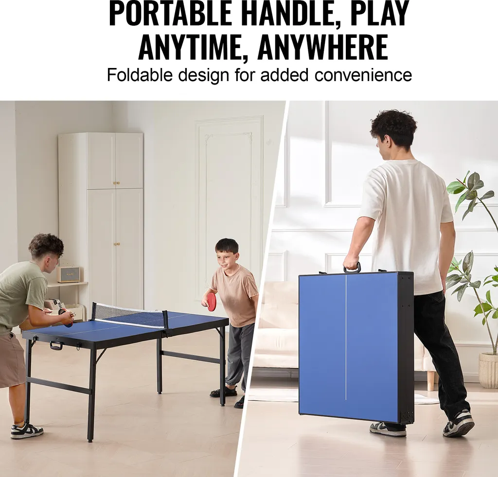 Table de Ping-Pong sans Assemblage avec Poignée et Rangement Facile