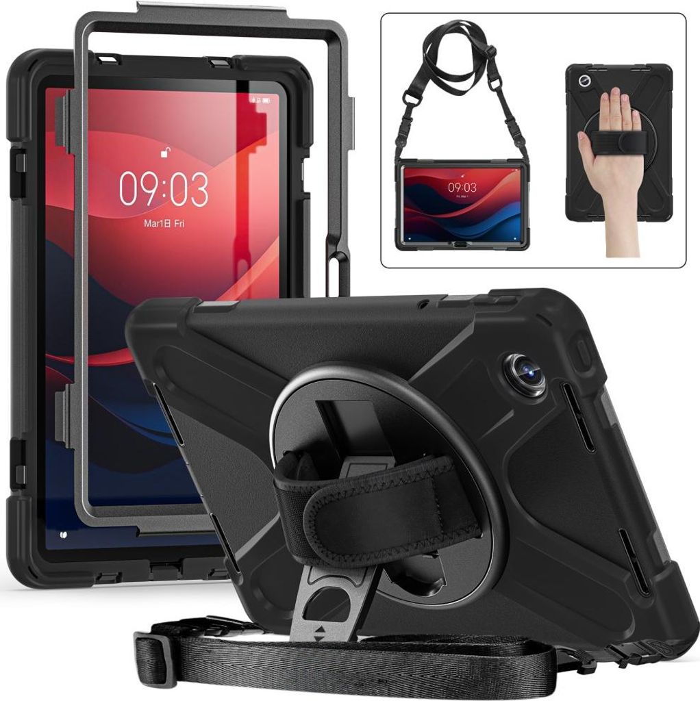 Lenovo Tab M11 Hülle - Heavy Duty Case mit Schultergürtel - Schwarz