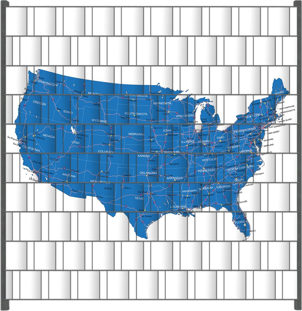 Wallario Zaunsichtschutz mit Motiv USA-Karte für Ein- und Doppelstabmatten Zäune in der Größe 200 x 200 cm