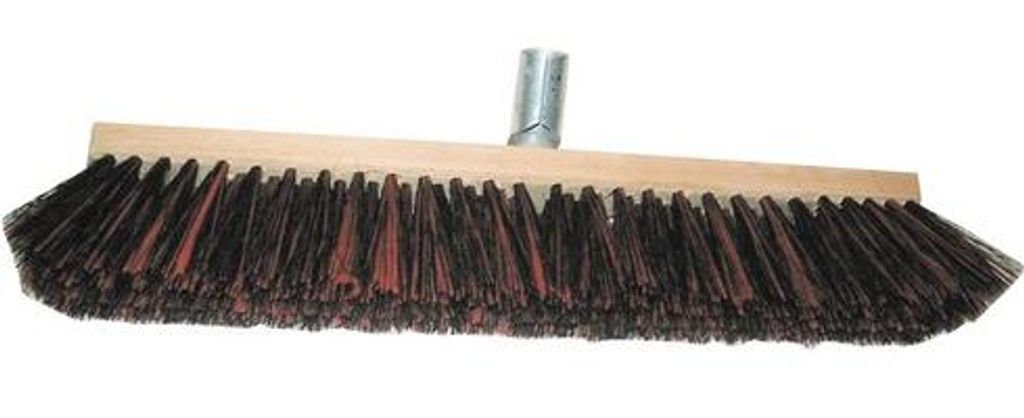 Südharzer Besen, Arenga/ Elaston, 6 x 34 Reihen, 400 mm,mit Metallstielhalterung, Flachholz