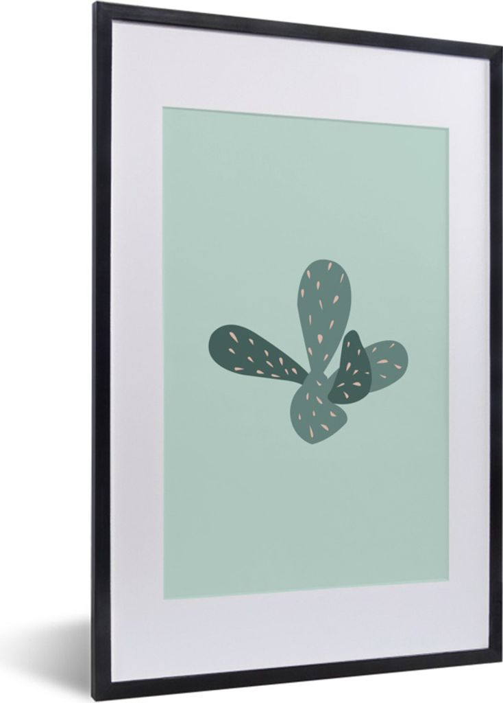 MuchoWow Gerahmtes Poster Sommer - Kaktus - Blau 40x60 cm - Poster mit Schwarzem Bilderrahmen Wandposter Rahmen Foto Bilder - Poster in Rahmen