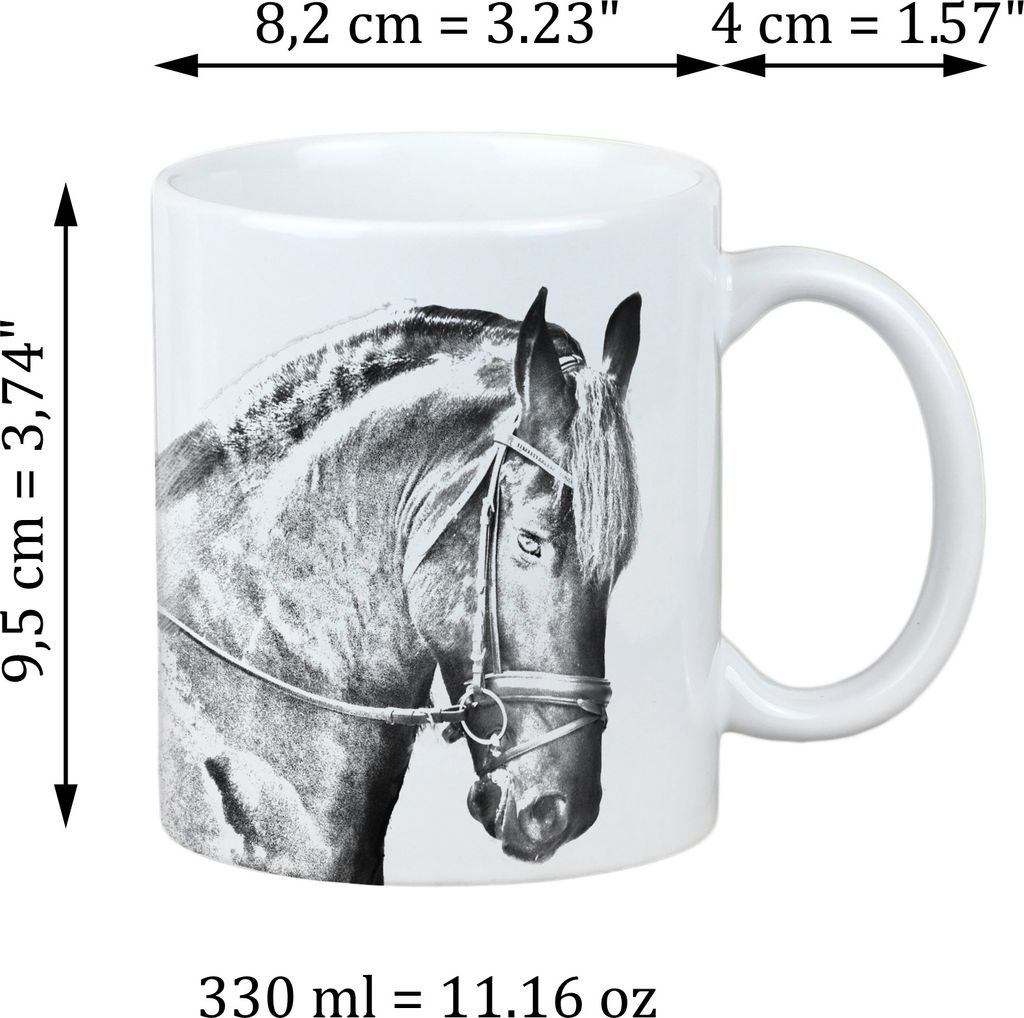 Braunes Pferd - Tasse mit Hund, personalisierte Tasse mit Druck, klassisches Geschenk für jeden von der Marke Art-Dog.