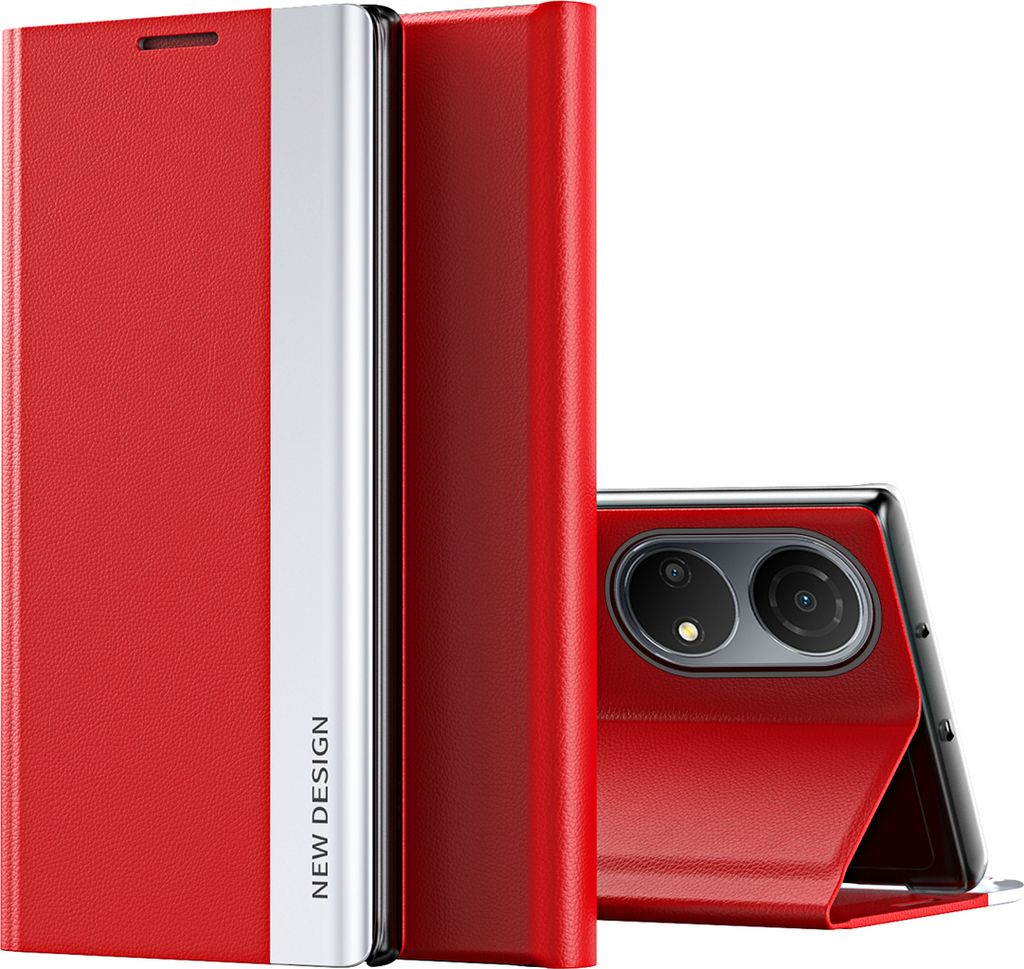 Honor X7 Hülle, Leder PolyurethanMagnetisch Klapp Stand Schutzhülle für Honor X7 Rot