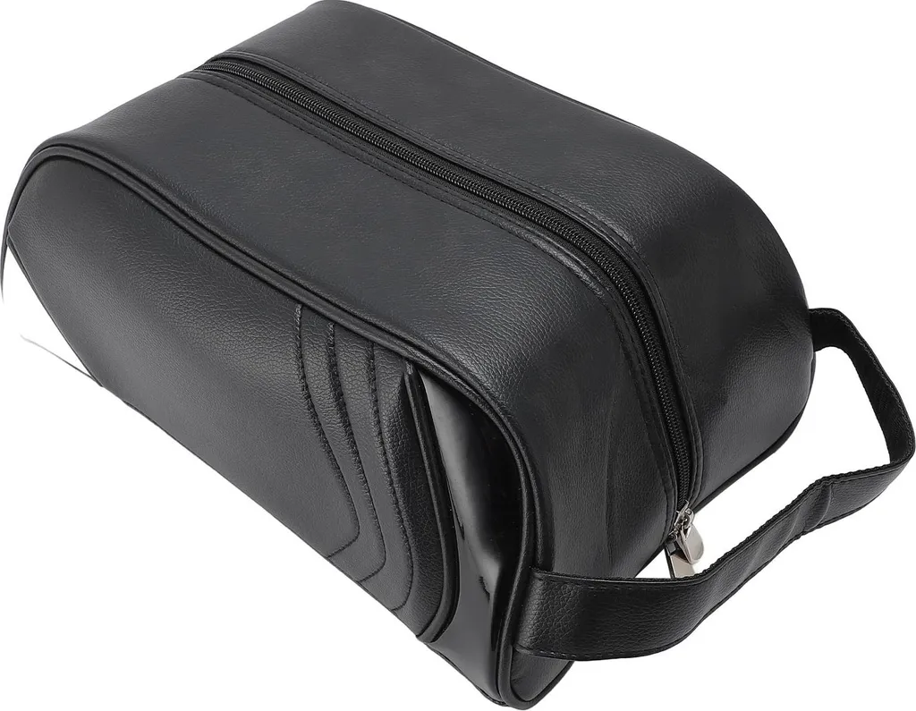Borsa portascarpe, in Finto cuoio, idrorepellente, multifunzionale e portatile con maniglia per i viaggi, nera - 2