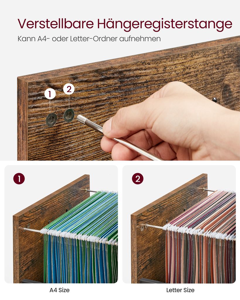 VASAGLE Aktenschrank Rollcontainer mit 2 Schubladen, Produktbild 4