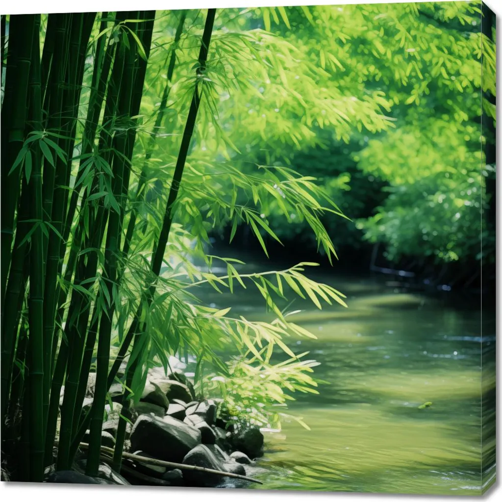 Décoration murale zen 90x90 cm - Image Le repos des bambous pour chambre