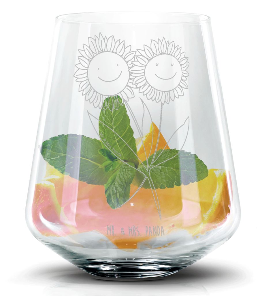 Mr. & Mrs. Panda Tumbler Blume Sonnenblume - Transparent - Geschenk, Sonnenblumen, Daiquiri Glas, Beste Freundin, Garten, Highball, Cocktailglas, L...