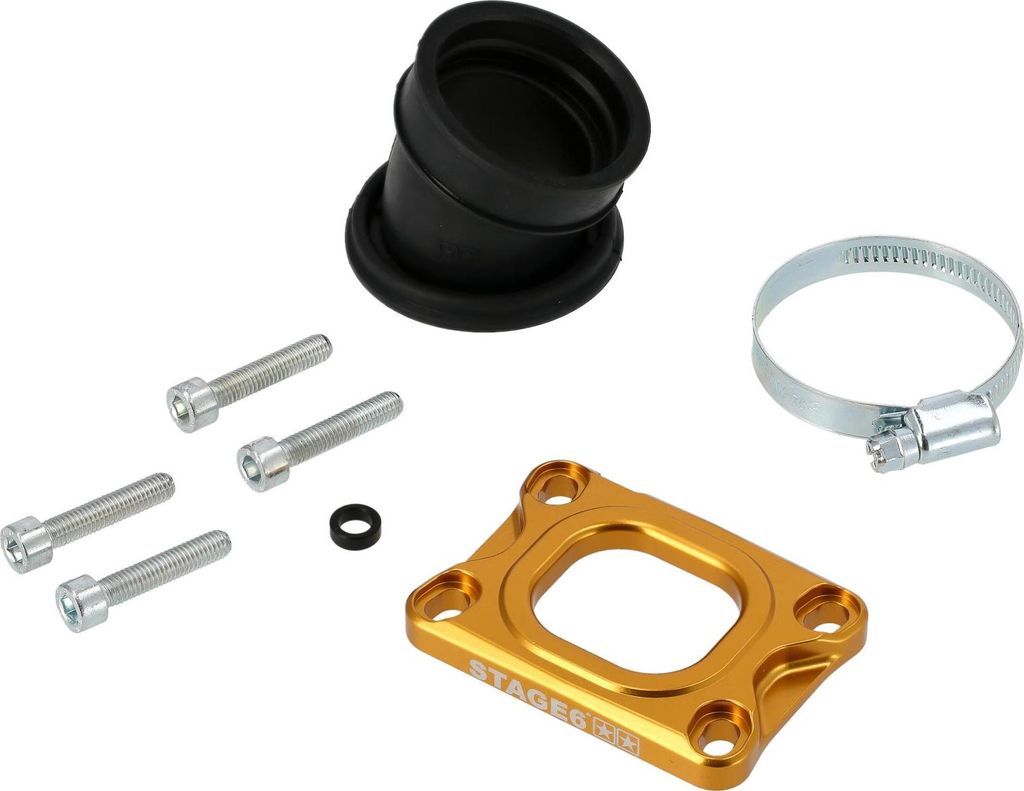 Set: CNC Ansaugstutzen Stage6 360°, Gelb - für PWK 19-28mm Vergaser