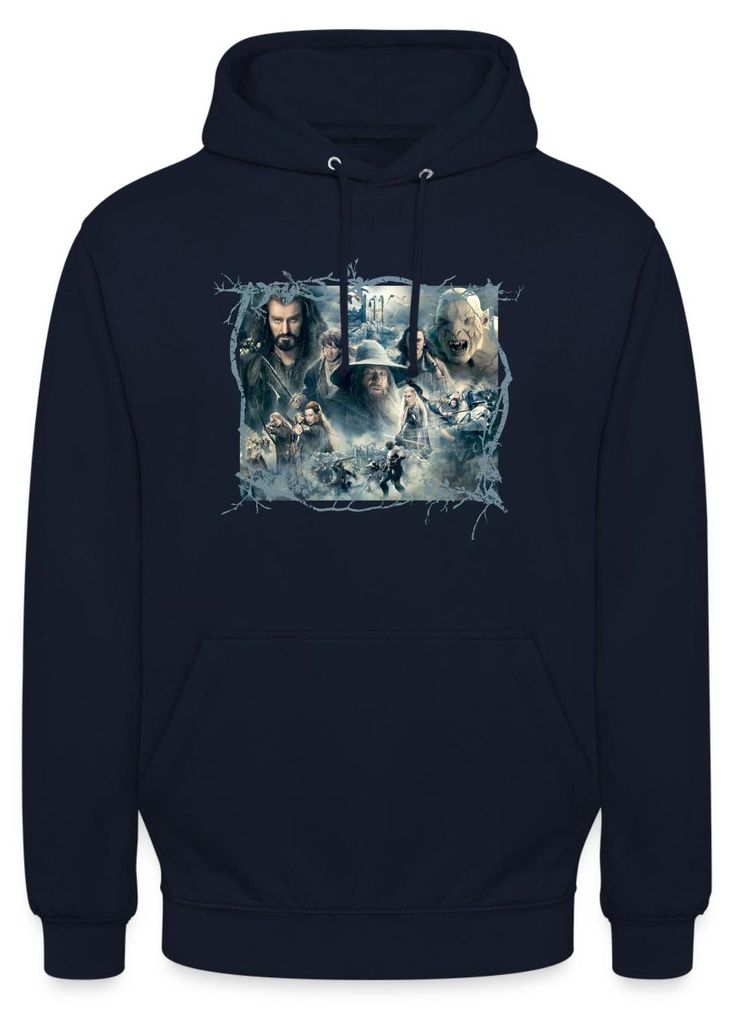 Spreadshirt Der Hobbit Die Schlacht der Fünf Heere Charaktere Uni Hoodie, 3XL, Navy