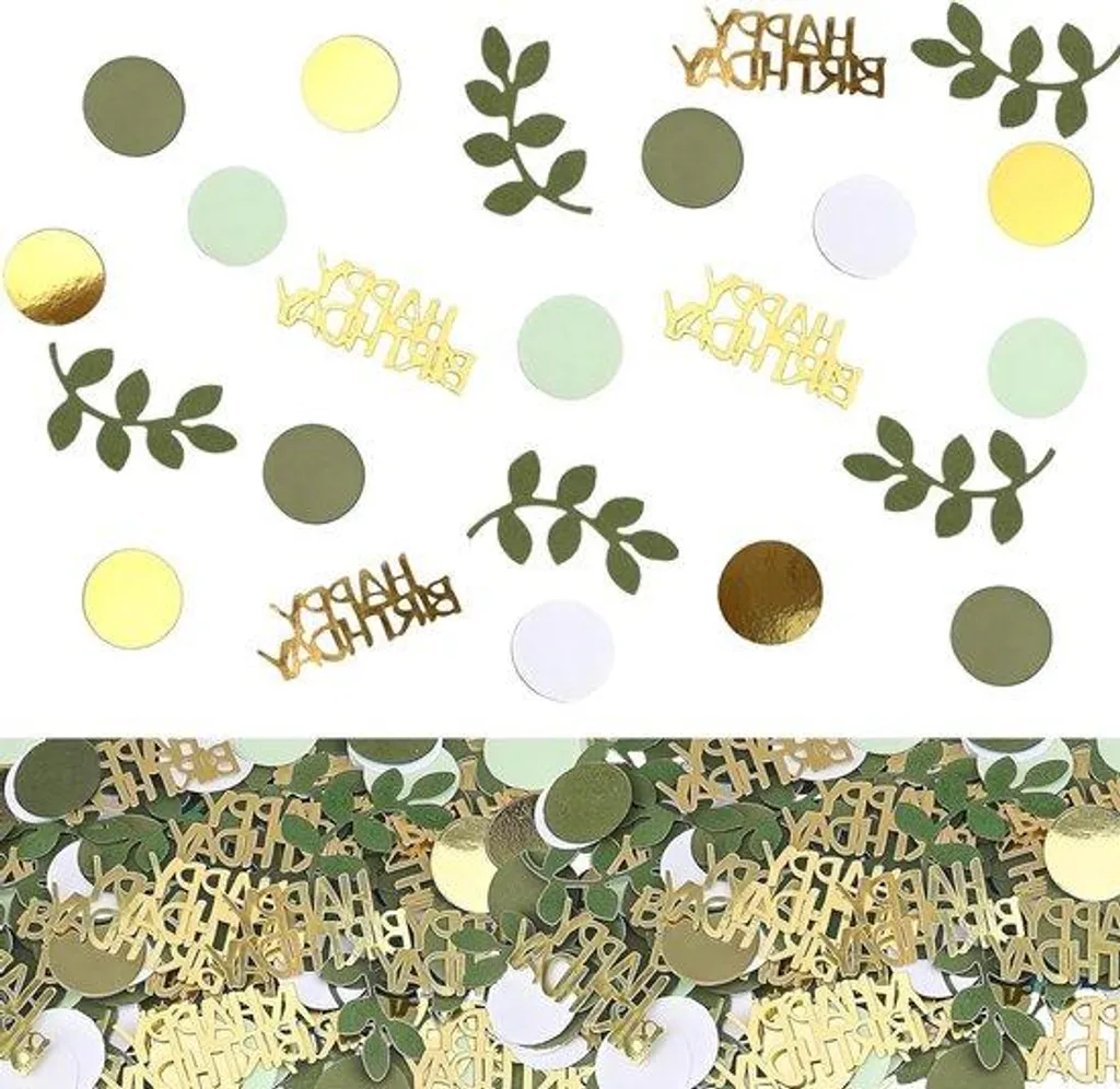 Confettis de table vert et or - 200 paillettes pour anniversaire chic