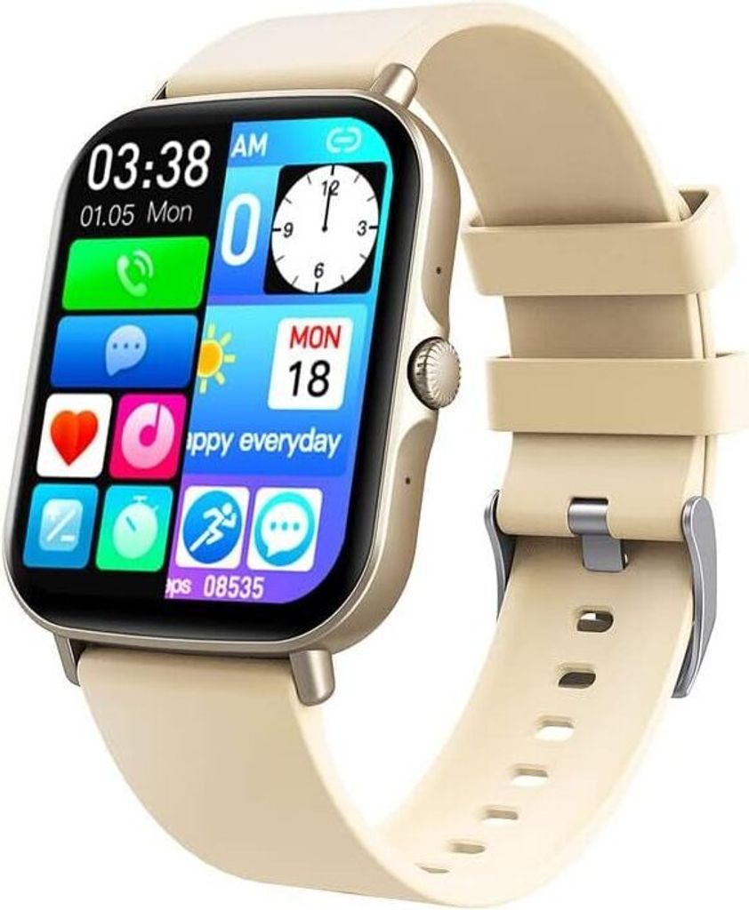 Smartwatch, halbes Display, IP67, Silikon, Herrenuhr, Damen, 1,69 Zoll, Sport, Herzfrequenzmesser, Schrittzähler, Kalorienzähler fur Android IOS