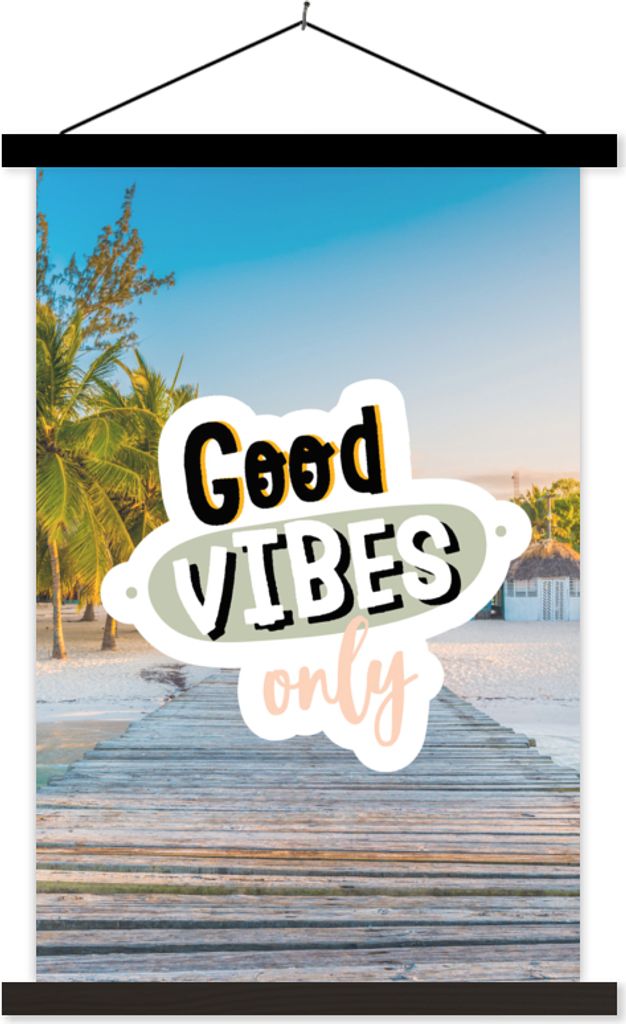 MuchoWow Textilposter Sommer - Zitat - Strand 40x60 cm mit schwarzem Rahmen - Wanddekorationen