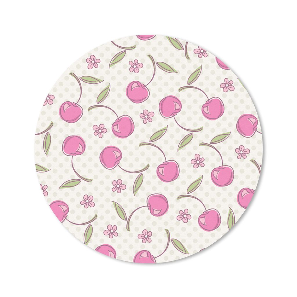 MuchoWow Mauspad Mousepad Kirschen - Blumen - Tupfen - Muster 40x40 cm - Mousepads - Maus Mat - Pad - Mausunterlage - Schreibtisch Accessoires
