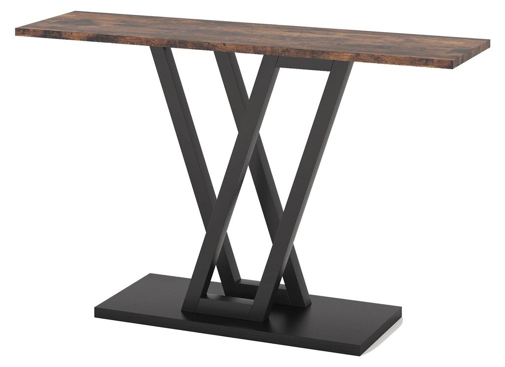 Konsolentisch - Industrial Flur- und Eingangstisch - 110x30x80 cm - Rechteckige Holzplatte - Für Diele und Wohnzimmer - Ohne Schubladen - Schokola...