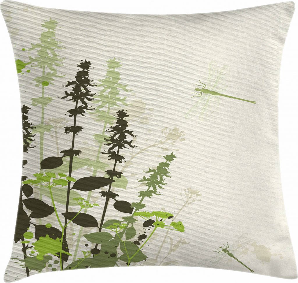 ABAKUHAUS Libelle Kissenbezug, Wildblumen-Wiese, Digitaldruck Waschbar Farbfester Kopfkissenhülle Reißverschluß Beidseitiger Druck, 60 x 60 cm, ...