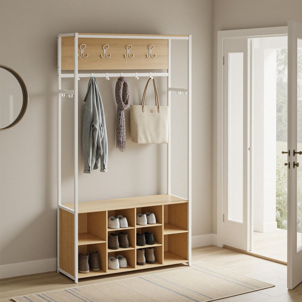 VASAGLE Kleiderständer, Garderobe mit Schuhregal, mit Haken Produktbild 