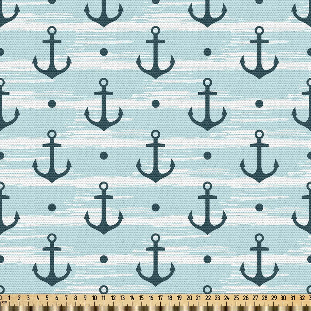 Tissu pour rideaux et nappes motifs marins 3 mètres bleu 148x300 cm