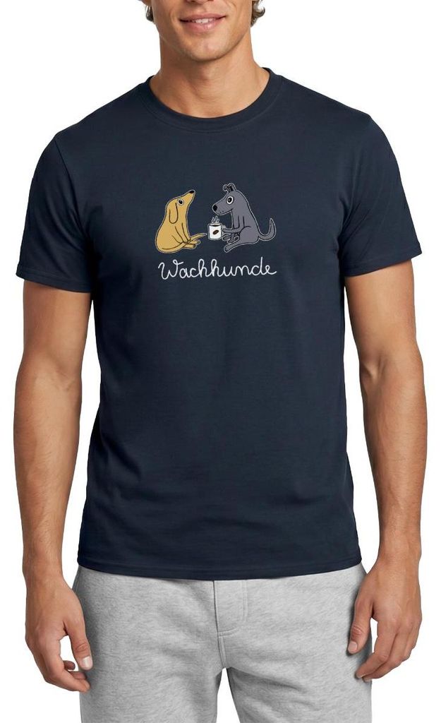 Spreadshirt Wachhunde Hunde Mit Kaffee Wortspiel Männer T-Shirt, S, Navy