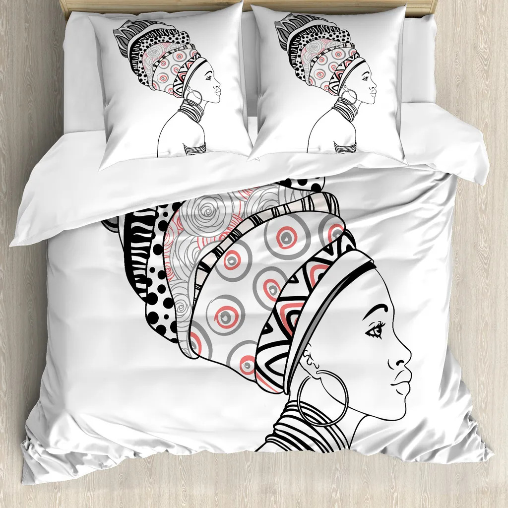 Set Letto Boho Folk ABAKUHAUS Safari 155x220 Grigio Bianco