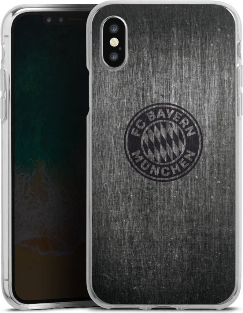 DeinDesign Handyhülle für Apple iPhone Xs Silikon Hülle Case Smartphone Schutzhülle FC Bayern München FCB Metallic Look