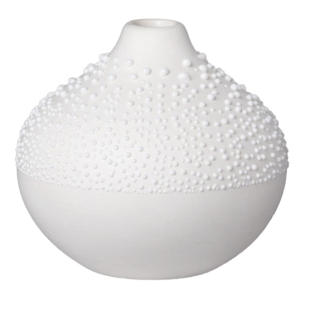 Weiße Porzellanvase mit Tröpfchen Produktbild 