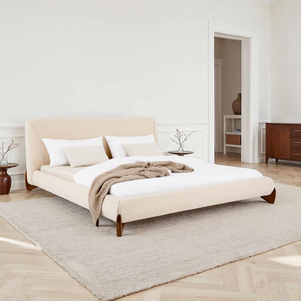 Polsterbett PATERNA gepolstert 180 x 200 cm, beige – Produktbild 