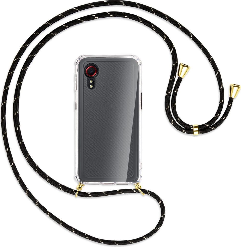 Handykette Backcover-Schutzhülle mit Band (Metall goldfarben) für Samsung Galaxy Xcover 5 (G525) - schwarz/gold