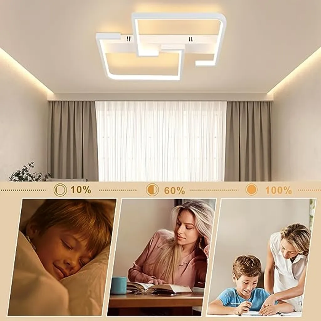 ZMH Lampe de Salon LED 60CM Dimmable Télécommande - Plafonnier Blanc