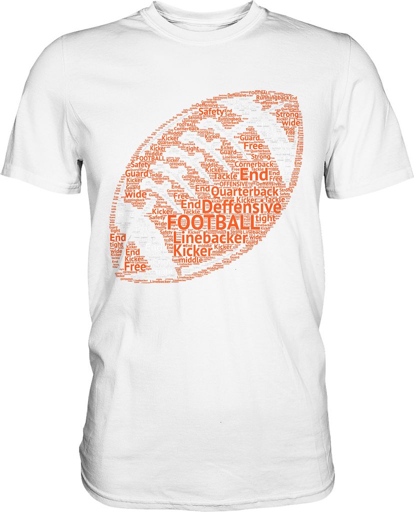American Football Wortwolke Linemen Verteidigung T-Shirt – Produktbild 