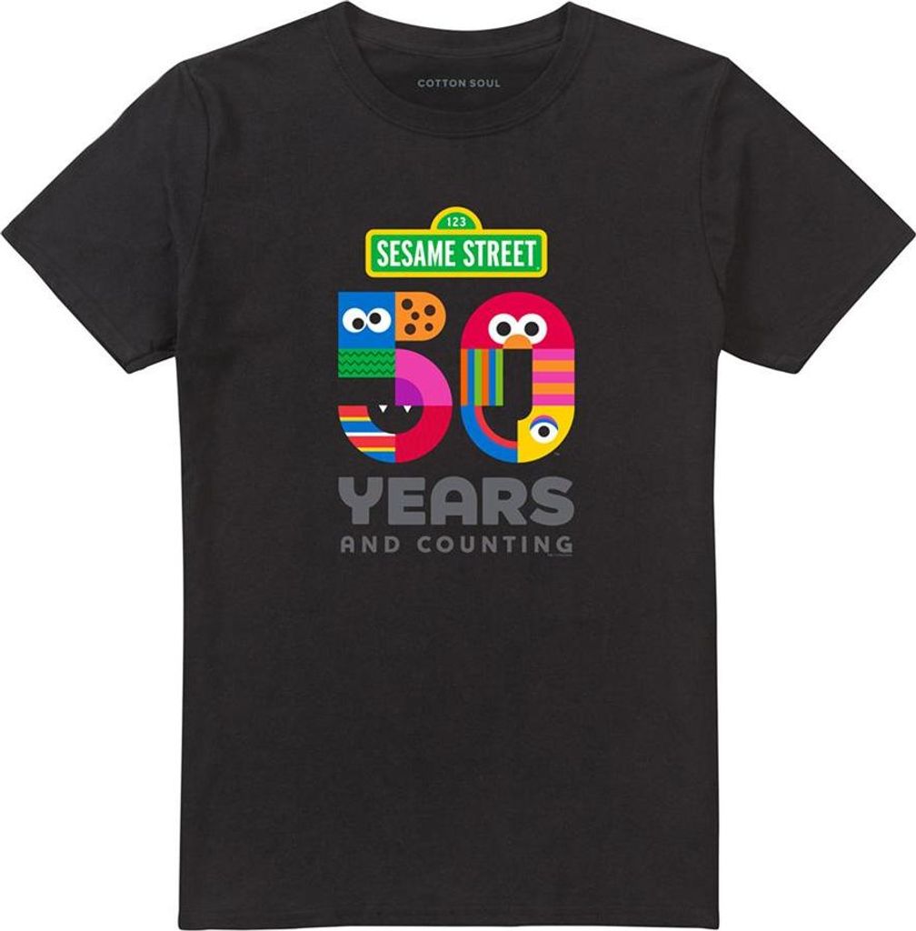 Sesame Street - "50 Years" T-Shirt für Herren/Damen Uni TV21828 (M) (Schwarz)