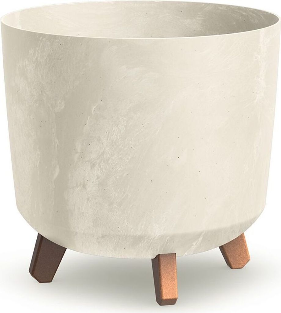 Cremefarbener Blumentopf mit Fuß GRACIA TUBUS BETON EFFECT Produktbild 