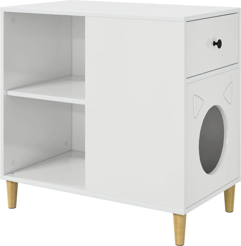 vidaXL Casetta per Gatti Bianco Lucido 72x42,5x70 cm | Arredo Felino