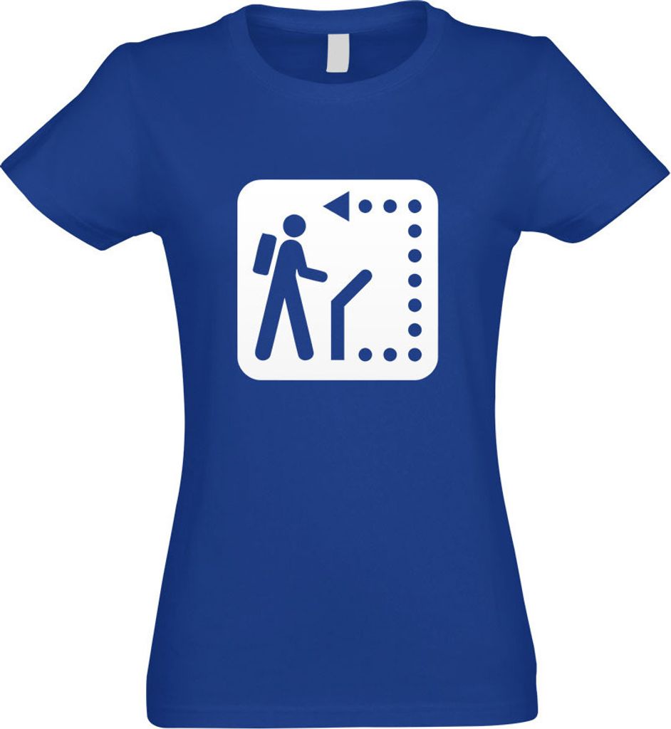 Kiwistar - T-Shirt tailliert - Damen - royal - Wanderweg Wegweiser Piktogramme - mit Motiv Bedruckt - Funshirt Design - Sport - Freizeit - Damen - M