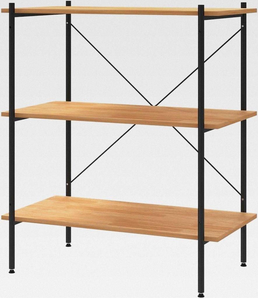 3-stöckiges Regal Schwarz und Eiche 80 x 40 x 92 cm Lagerregal für Garage, Abstellraum, Kellerregal