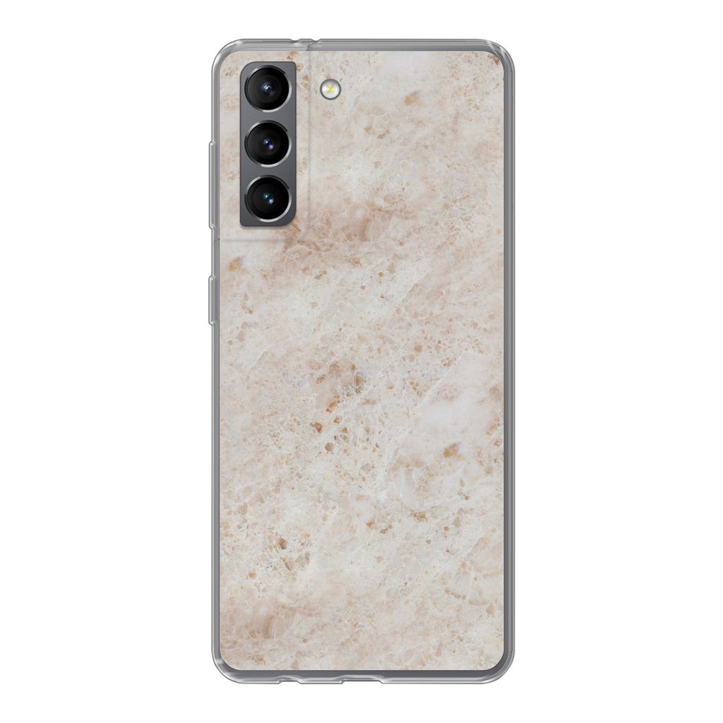 MuchoWow Handyhülle Schutzhülle Hülle für Samsung Galaxy S21 Marmor - Muster - Braun Silikon Softcase Handy Hülle - Softcase