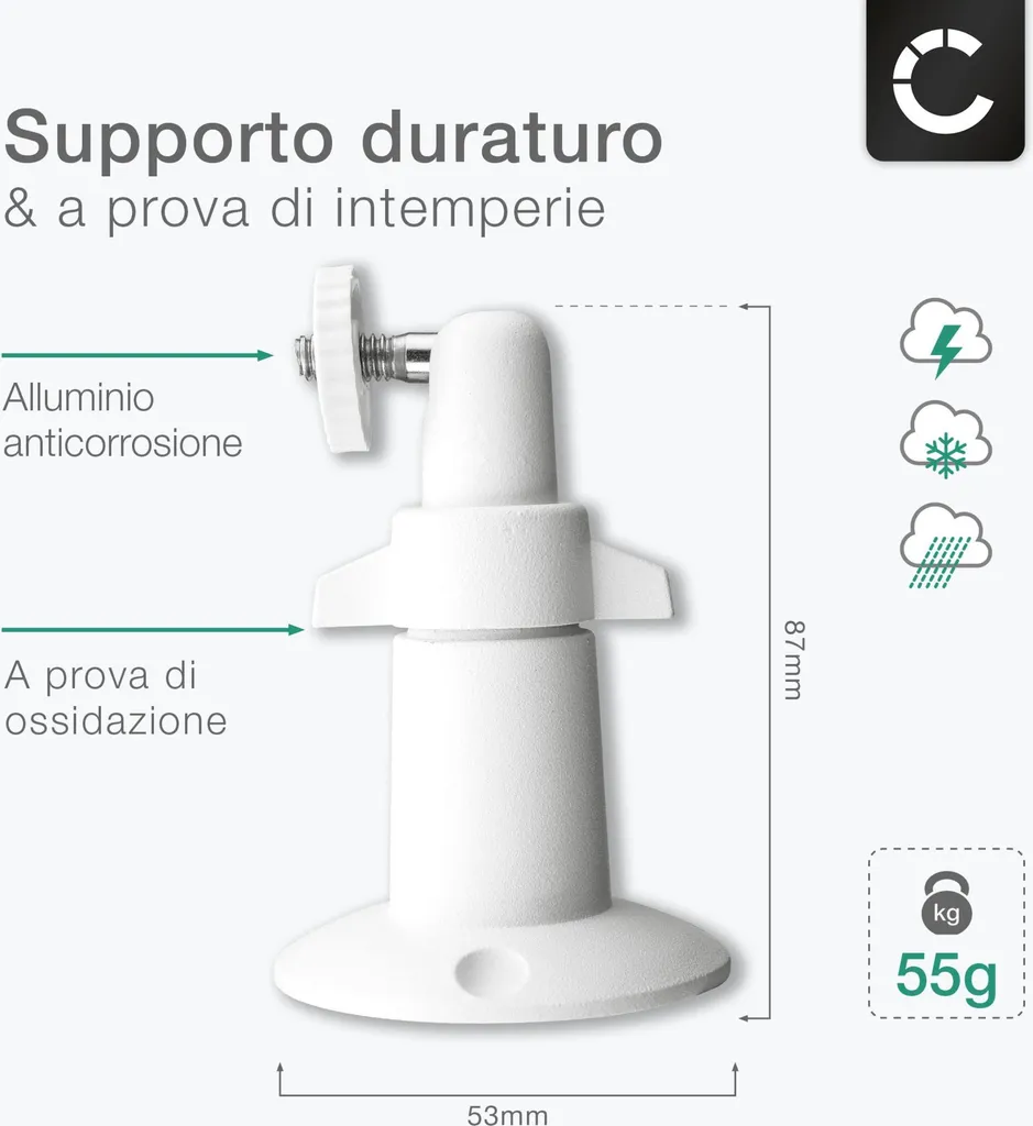 Set 2 Staffe Universali 1/4" CELLONIC Alluminio per Eufy Arlo Wyze