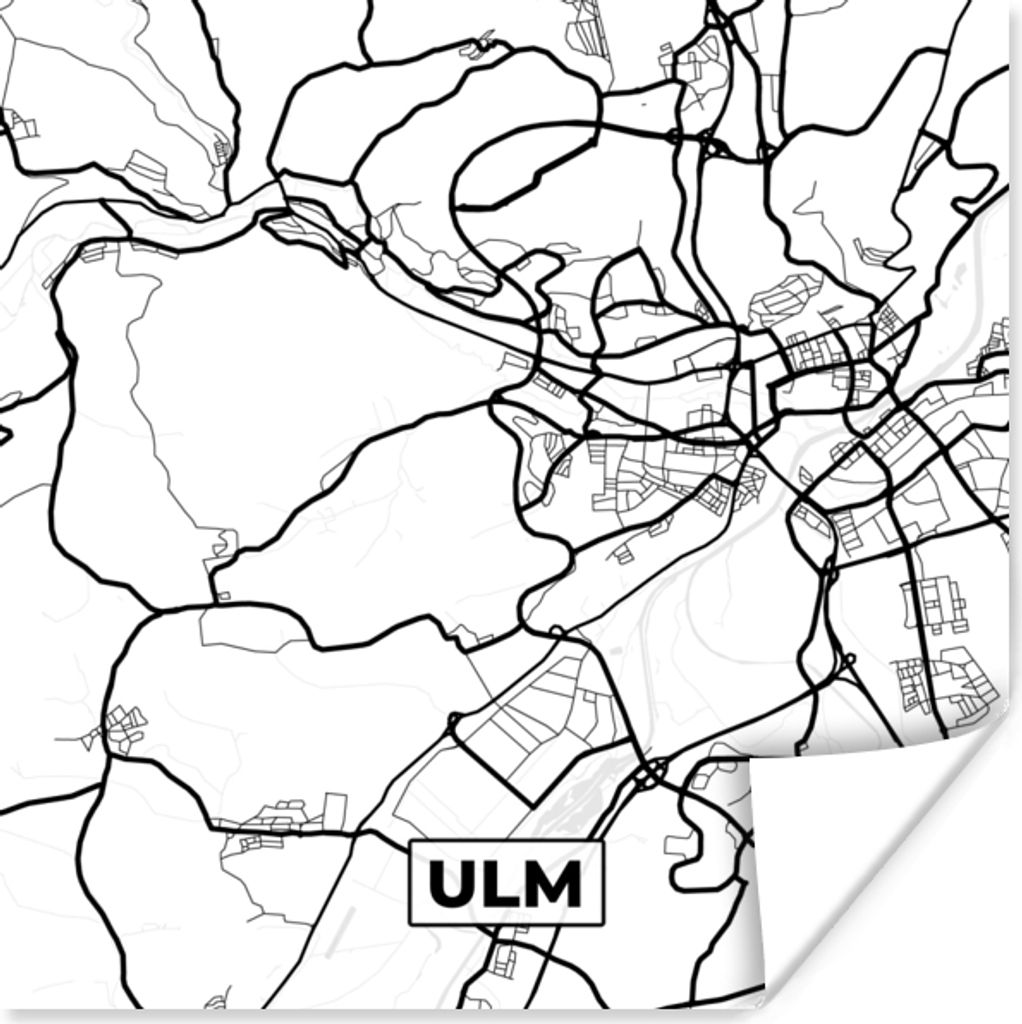 MuchoWow Poster Karte - Ulm - Stadtplan 100x100 cm - Babyzimmer